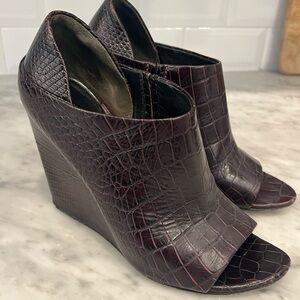 Alexander Wang Croc-Embossed Eggplant Wedges